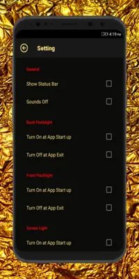 Golden Flashlight Pro android App screenshot 4