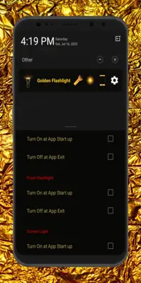 Golden Flashlight Pro android App screenshot 5